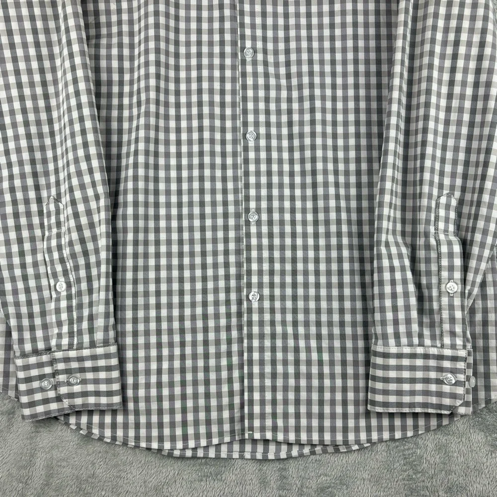 Mizzen Main Shirt Mens XL Trim Fit Performance Button Up‎ Gray White Check